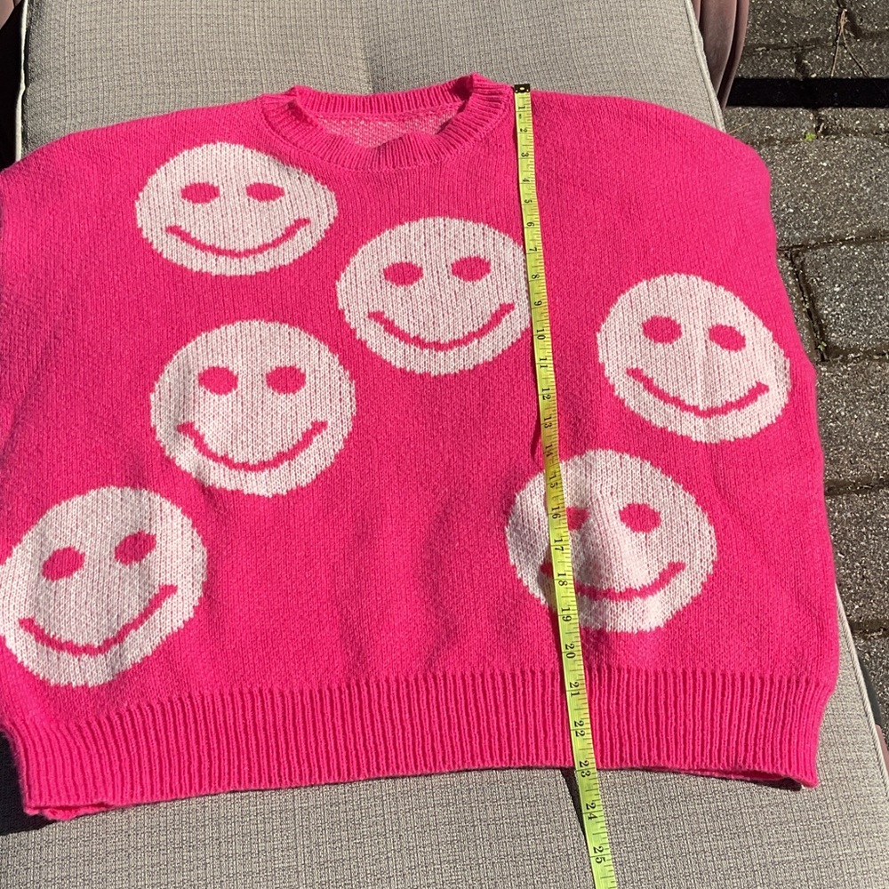 Vibrant Pink Smiley Face Sweater - Picture 3 of 5